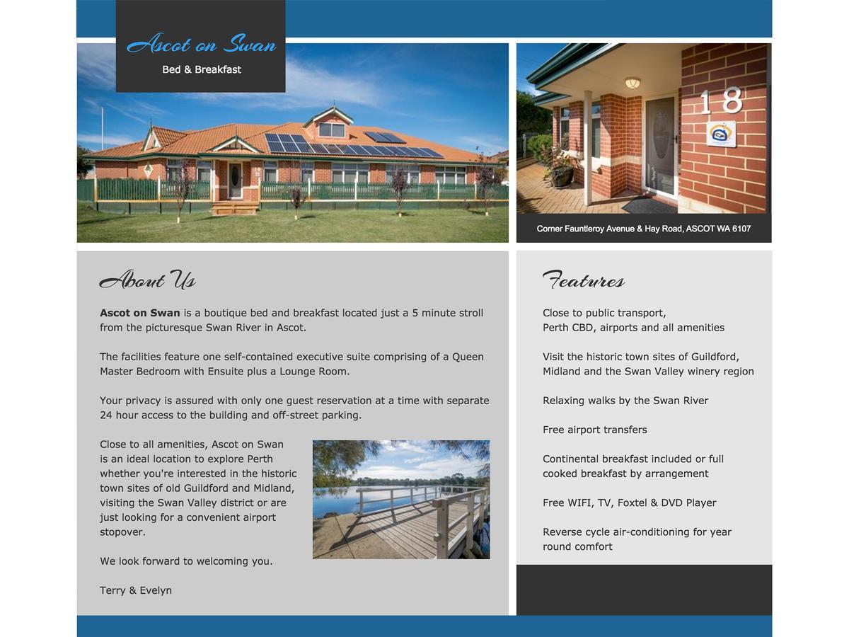 פרת'' Ascot On Swan Bed & Breakfast מראה חיצוני תמונה